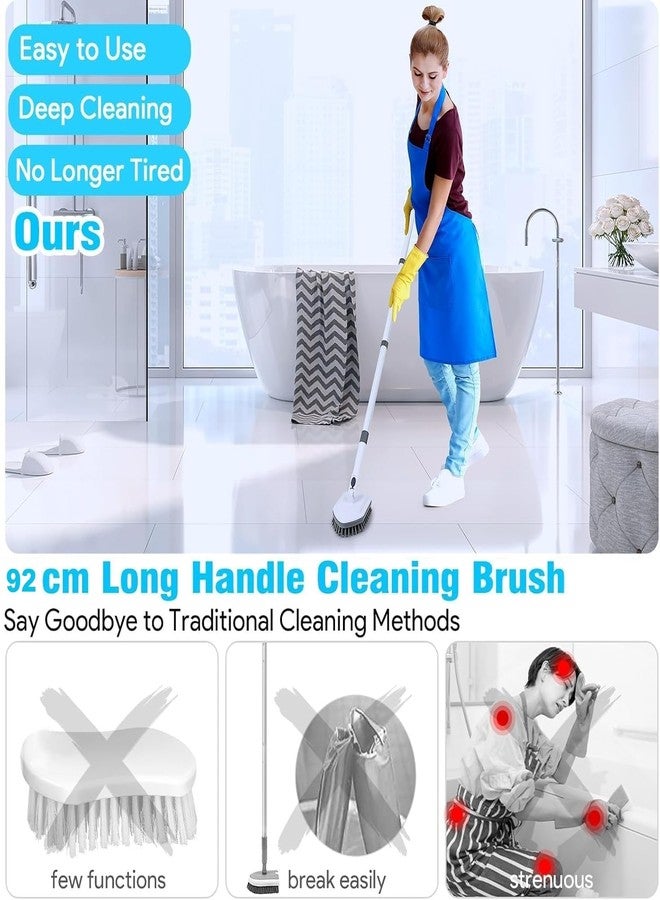 Hexwell فرشاة تنظيف الحمامات من هيكسويل بمقبض طوله 92 سم، فرشاة تنظيف 3 في 1 بمقبض، وسادة تنظيف قابلة للتمديد لتنظيف الحمام، المرحاض، الأرضيات، حوض الاستحمام، البلاط، المغسلة - Image 4